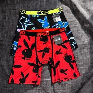 PSD Underwear x Playboy Men's Boxer Briefs 2-Pair Lot Size Large Neon Red NWT
